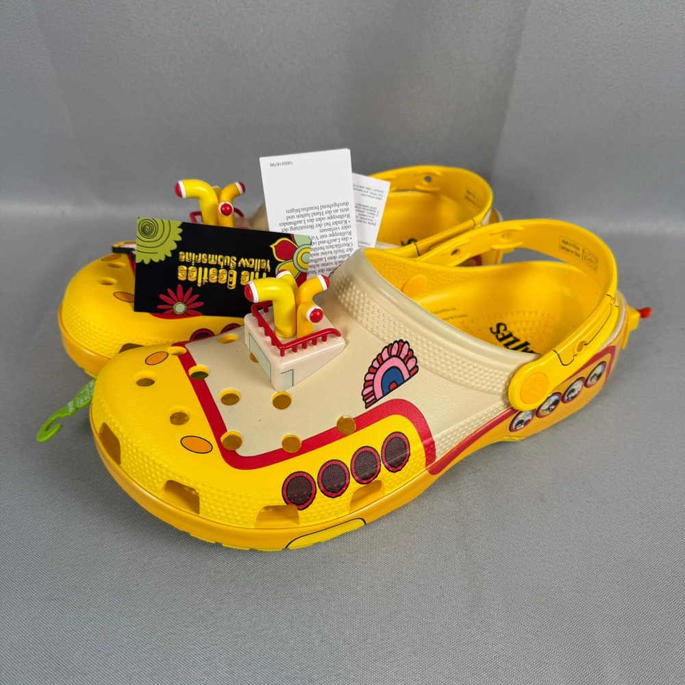 Crocs x Beatles Yellow Submarine Classic Clogs Mens 9 Yellow Limited W11 New NWT